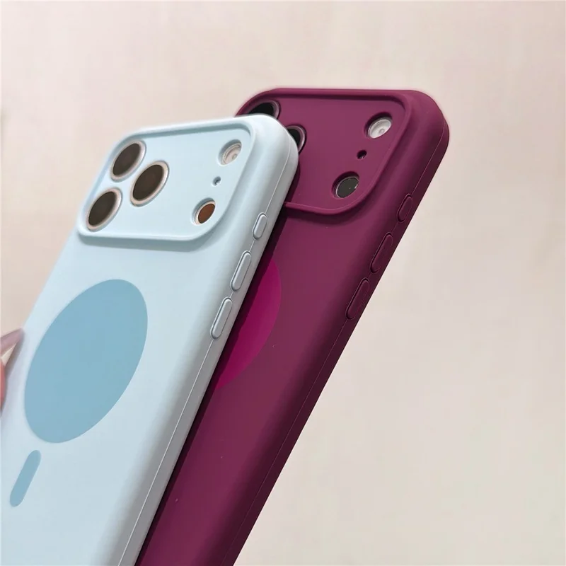 Dla iPhone 18 Pro / 17 Pro okrągła magnetyczna obudowa w kształcie cukierka z ciekłego silikonu odporna na wstrząsy z precyzyjnymi wycięciami - granatowy