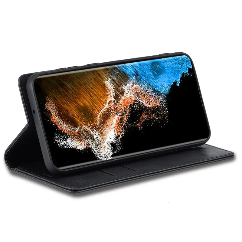 LC.IMEEKE pour Samsung Galaxy S23+ étui à rabat en cuir synthétique résistant aux rayures, portefeuille avec blocage RFID, coque intérieure en TPU, support magnétique à absorption - Noir