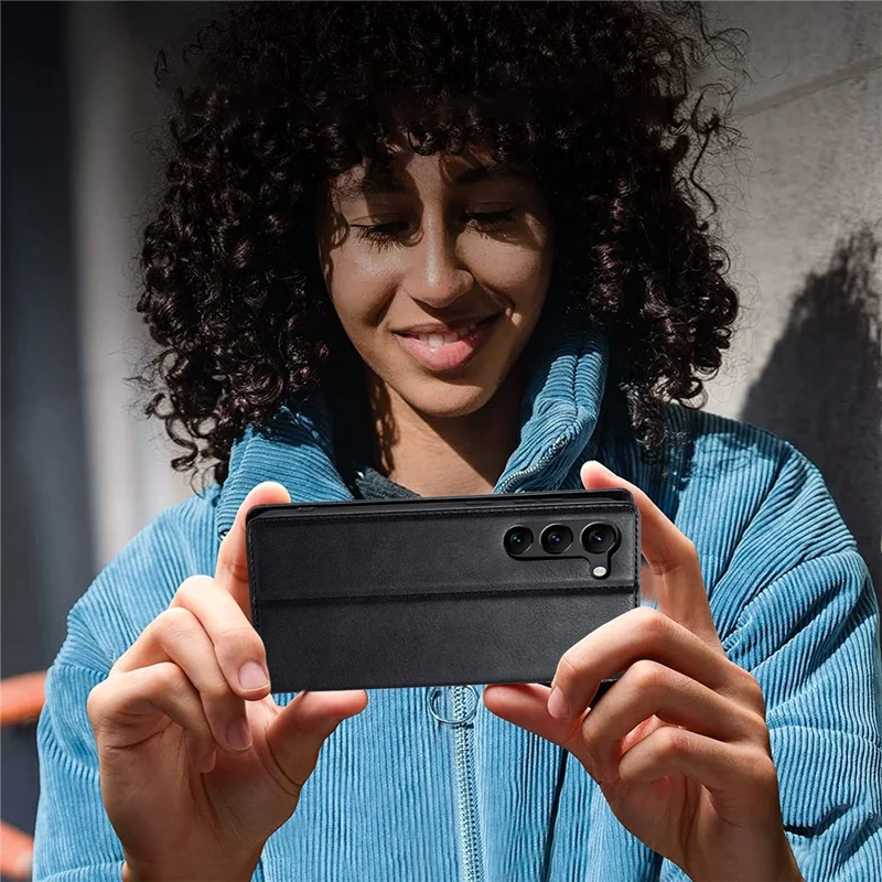 LC.IMEEKE pour Samsung Galaxy S23+ étui à rabat en cuir synthétique résistant aux rayures, portefeuille avec blocage RFID, coque intérieure en TPU, support magnétique à absorption - Noir