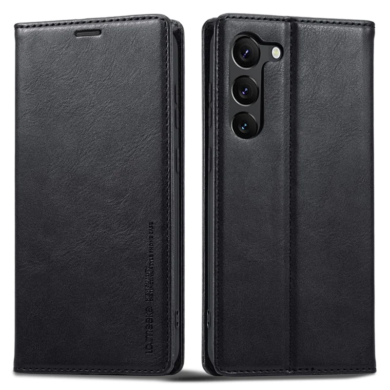 LC.IMEEKE For Samsung Galaxy S23 Shockproof Anti-scratch PU Leather Flip Wallet Case RFID Blocking Inner TPU Stand Magnetic Absorption Cover - Black