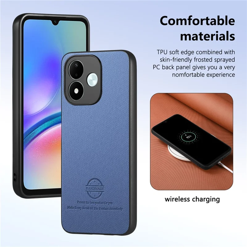 For Xiaomi Redmi Note 17 Pro 5G Case Leather Phone Back Cover with Cloth Texture - Blue