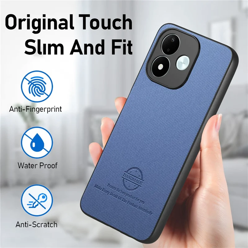 For Xiaomi Redmi Note 17 Pro 5G Case Leather Phone Back Cover with Cloth Texture - Blue
