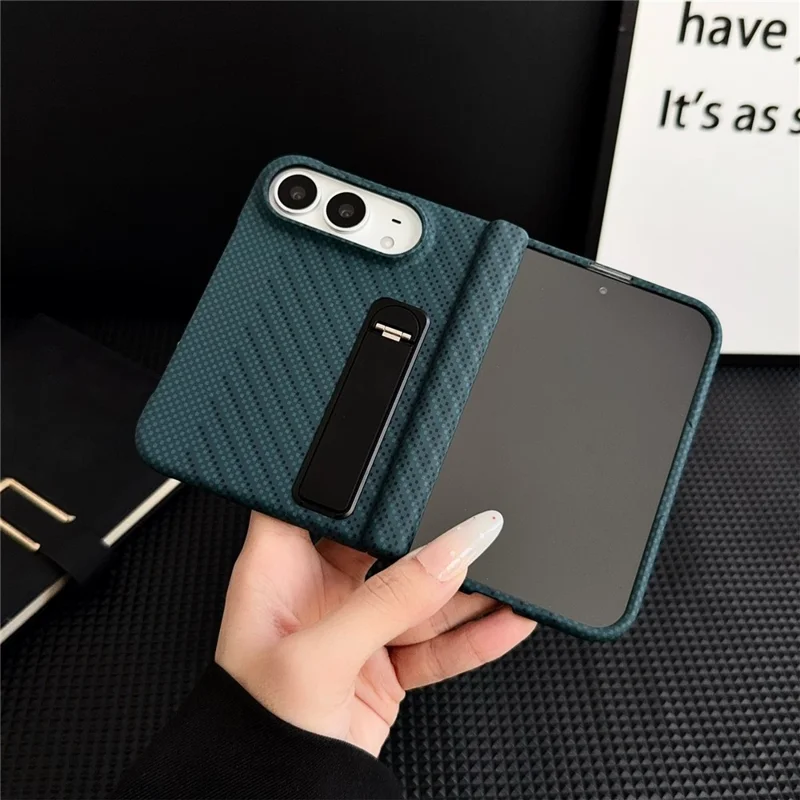 For iPhone Duo Case with Tempered Glass Screen Protector Kickstand Hinge Protection Phone Cover - Green