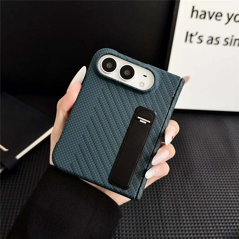 For iPhone Duo Case with Tempered Glass Screen Protector Kickstand Hinge Protection Phone Cover - Green