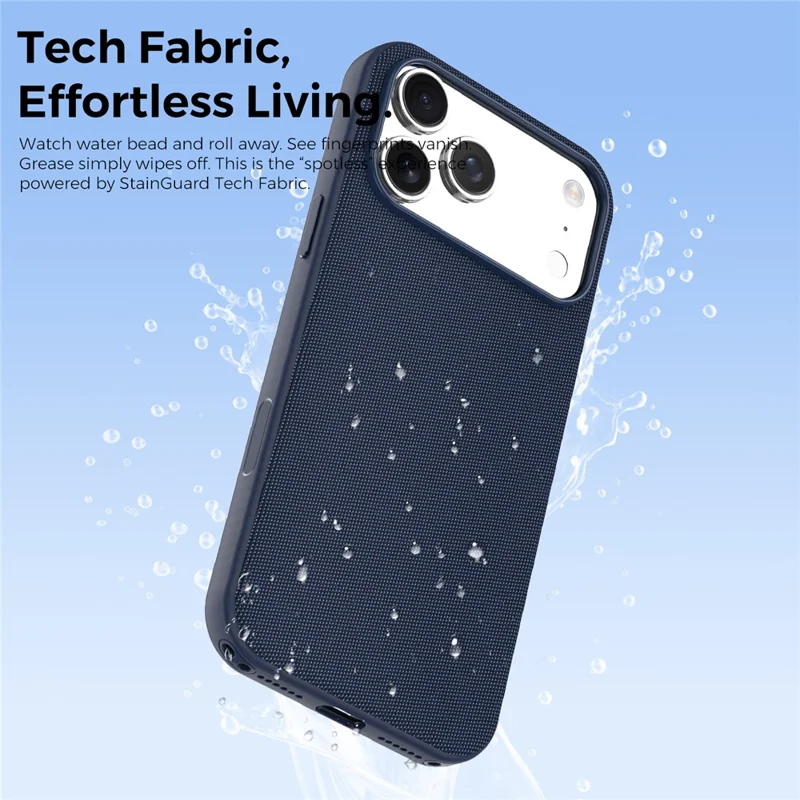 For iPhone 18 Pro Max / 17 Pro Max Magnetic Case with IC Pop-Up Function Woven Fabric Texture Phone Cover - Sapphire