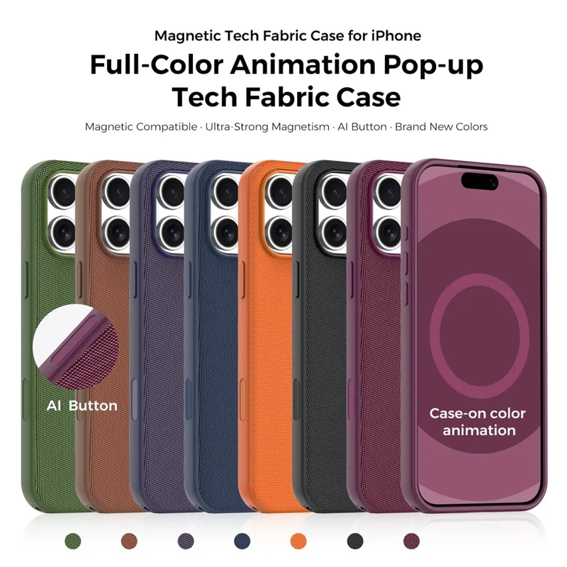 For iPhone 18 Pro Max / 17 Pro Max Magnetic Case with IC Pop-Up Function Woven Fabric Texture Phone Cover - Sapphire