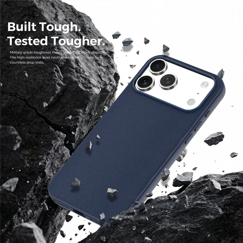 For iPhone 18 Pro Max / 17 Pro Max Magnetic Case with IC Pop-Up Function Woven Fabric Texture Phone Cover - Sapphire
