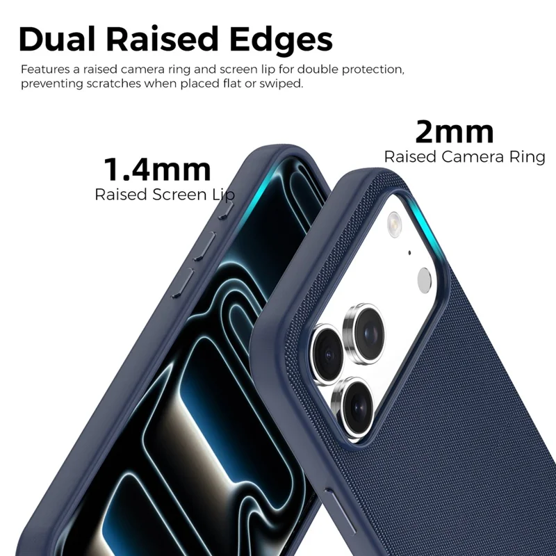 For iPhone 18 Pro Max / 17 Pro Max Magnetic Case with IC Pop-Up Function Woven Fabric Texture Phone Cover - Sapphire