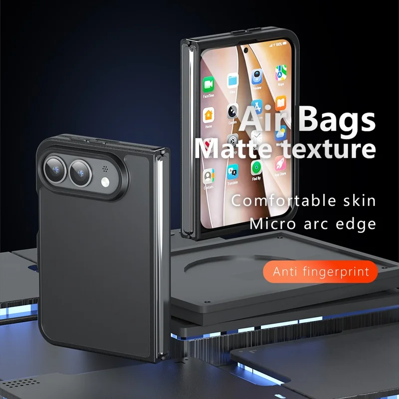 For iPhone Duo Case Skin-Touch TPU + PC Matte Phone Back Cover - Transparent Black