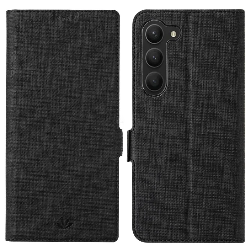 VILI K Series for Samsung Galaxy S23+ PU Leather Folio Flip Phone Case Wallet Stand Shockproof Double Magnetic Clasp Protective Cover - Black