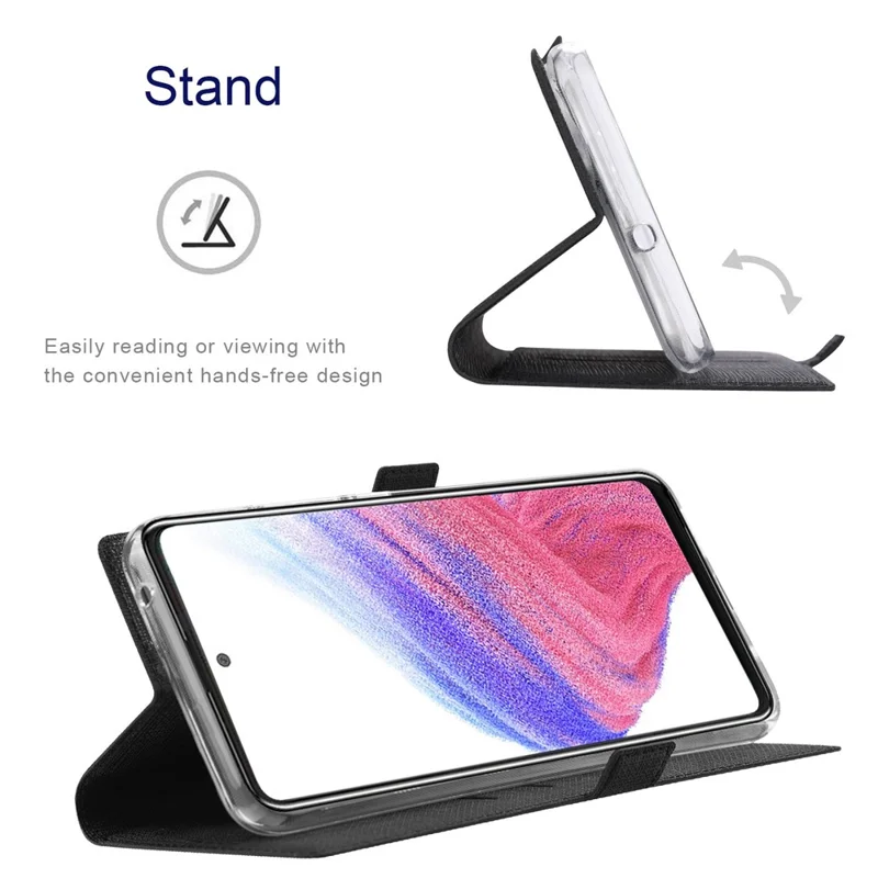 VILI K Series for Samsung Galaxy S23+ PU Leather Folio Flip Phone Case Wallet Stand Shockproof Double Magnetic Clasp Protective Cover - Black