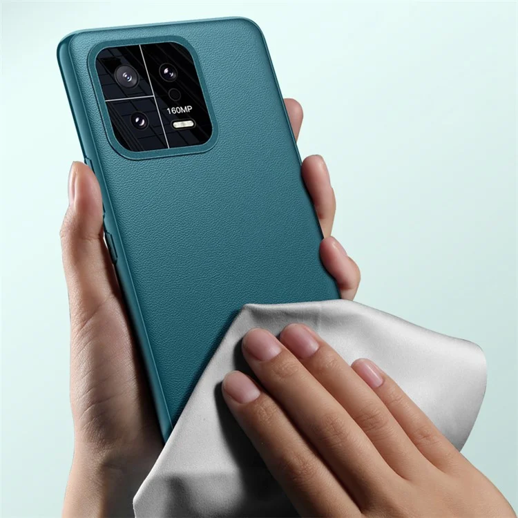 Для Xiaomi 13 Pro 5G Metal Lens Design Camera Protection Phone Case PU Leather Coated TPU + PC Anti-drop Hybrid Cover (2nd Gen) - Green