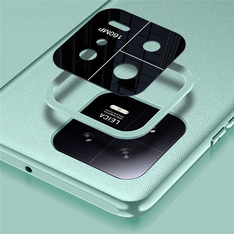 Для Xiaomi 13 Pro 5G Metal Lens Design Camera Protection Phone Case PU Leather Coated TPU + PC Anti-drop Hybrid Cover (2nd Gen) - Green