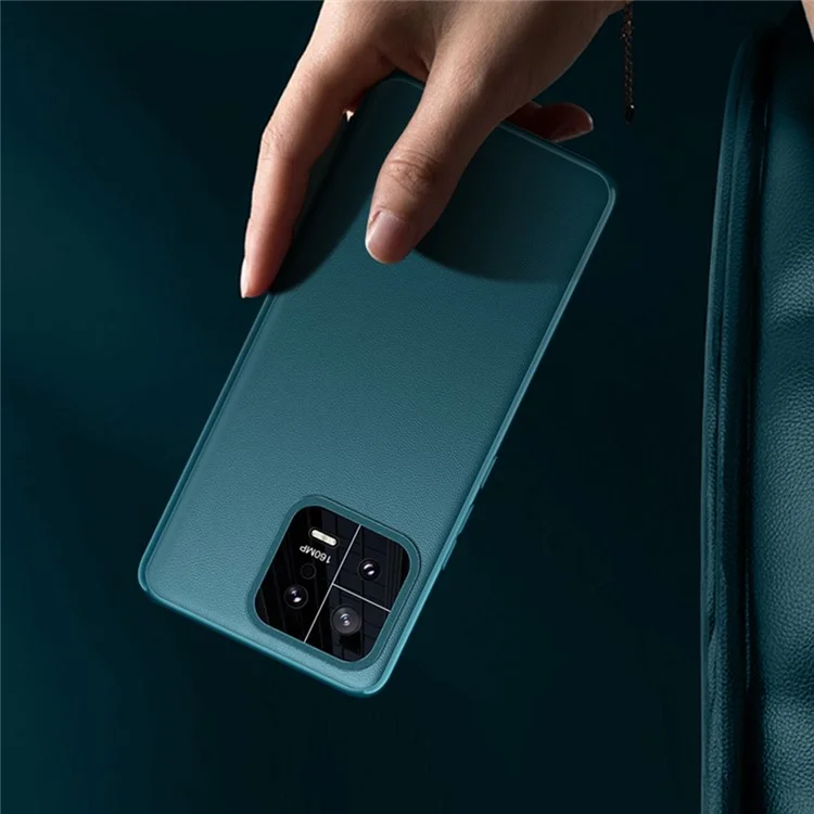 Для Xiaomi 13 5G Металлический дизайн объектива камеры Защитный чехол для телефона Кожаное покрытие из ПУ + ударопрочный чехол из ПК (2-е поколение) - Зеленый