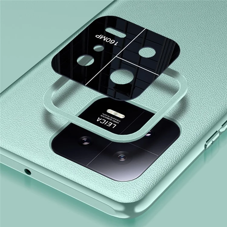 Для Xiaomi 13 5G Металлический дизайн объектива камеры Защитный чехол для телефона Кожаное покрытие из ПУ + ударопрочный чехол из ПК (2-е поколение) - Зеленый