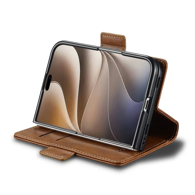 LC.IMEEKE for iPhone Duo Leather Case RFID Blocking Card Slots Phone Cover - Brown