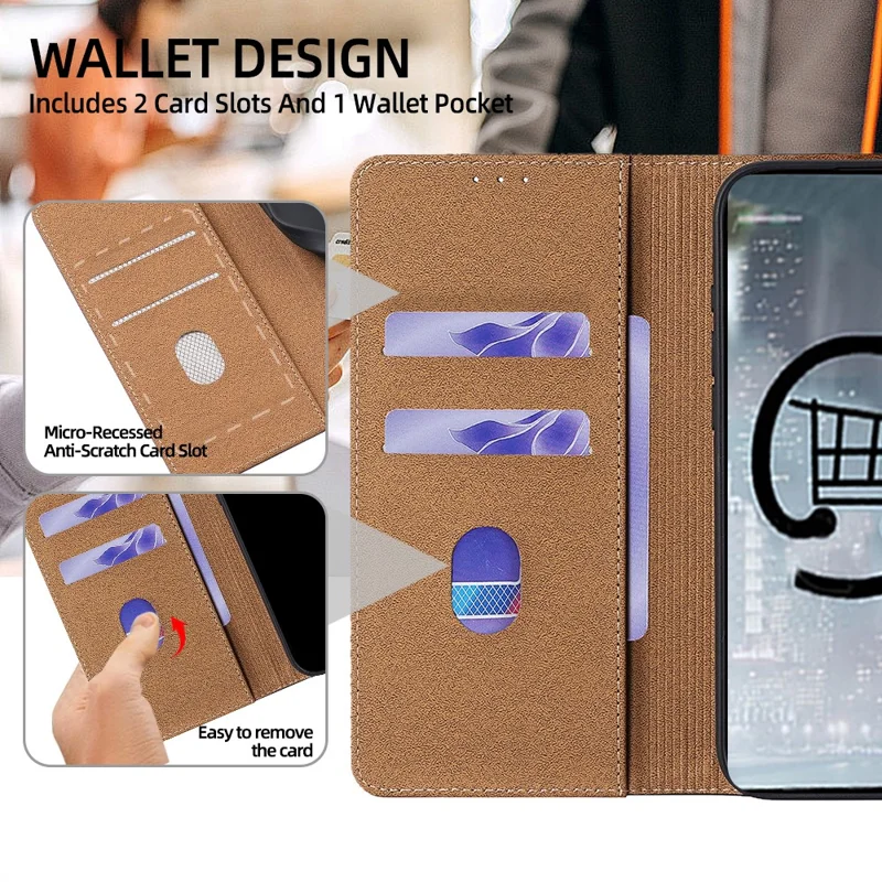 For iPhone 16 Case RFID Blocking Genuine Cow Leather Flip Wallet Phone Cover - Black
