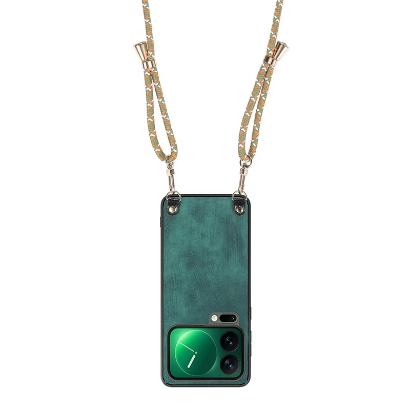 For Xiaomi 18 Pro Case Retro Leather Phone Back Cover with Adjustable Strap + Screen Protector - Green
