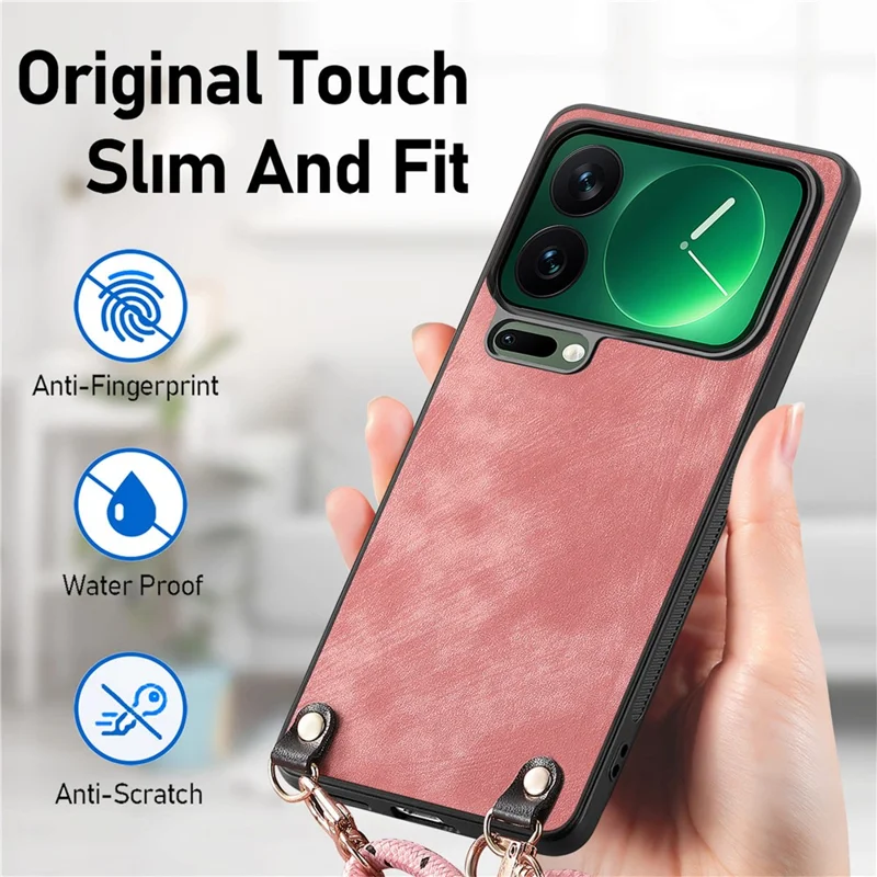 For Xiaomi 18 Pro Case Retro Leather Phone Back Cover with Adjustable Strap + Screen Protector - Green
