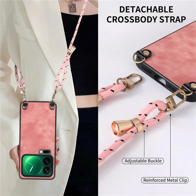 For Xiaomi 18 Pro Case Retro Leather Phone Back Cover with Adjustable Strap + Screen Protector - Green