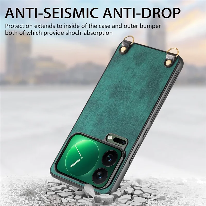 Funda para Xiaomi 18 Pro Max con correa ajustable y protector de pantalla de vidrio templado - Verde