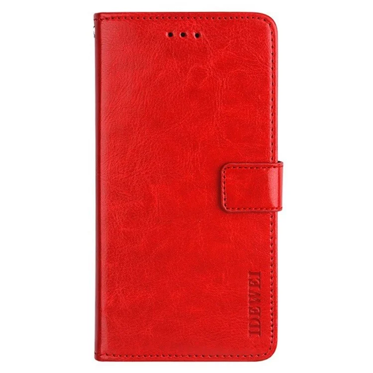 Idewei Para Huawei Disfrutar de 50z 4g Crazy Horse Textura Magnetic Case PU Puera Cubierta Con la Bille - Rojo