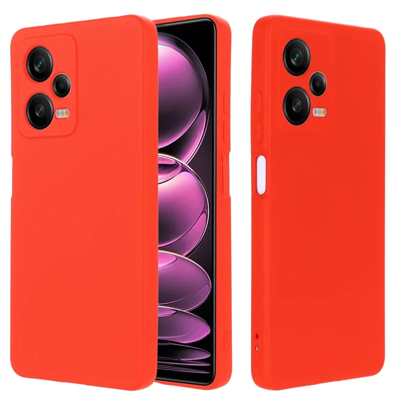 For Xiaomi Redmi Note 12 Pro 5G PU Leather Stand Wallet Cover with Strap Liquid Silicone Drop-proof Case Shockproof Cell Phone Protective Cover with Strap - Red