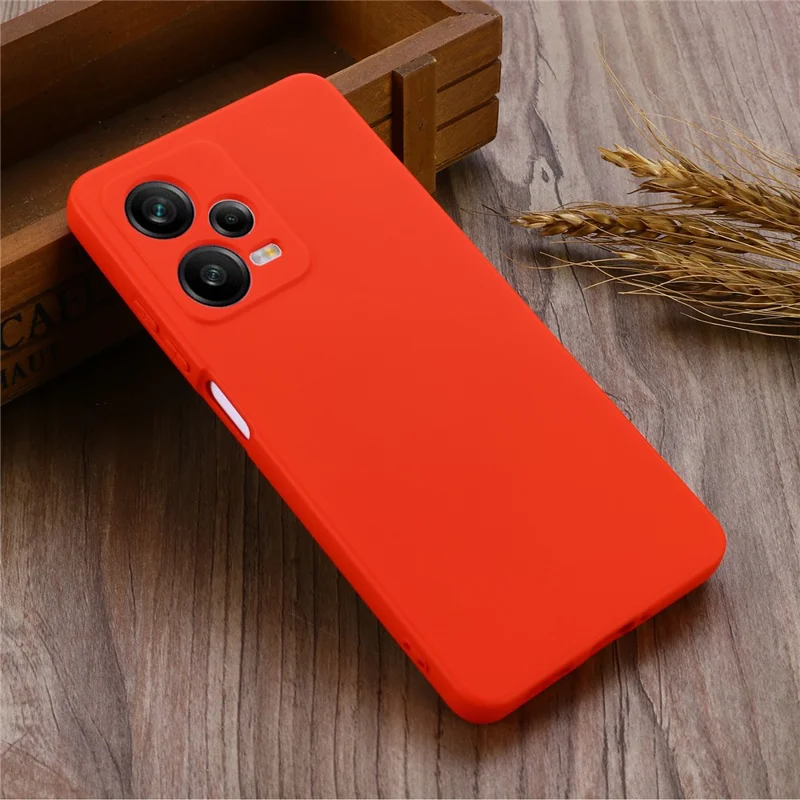 For Xiaomi Redmi Note 12 Pro 5G PU Leather Stand Wallet Cover with Strap Liquid Silicone Drop-proof Case Shockproof Cell Phone Protective Cover with Strap - Red