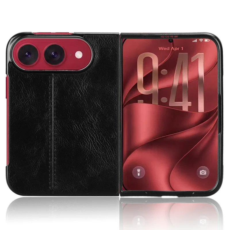 Custodia per iPhone Duo con Linea di Cucitura, Rivestimento in Pelle PU e Materiale PC - Nero