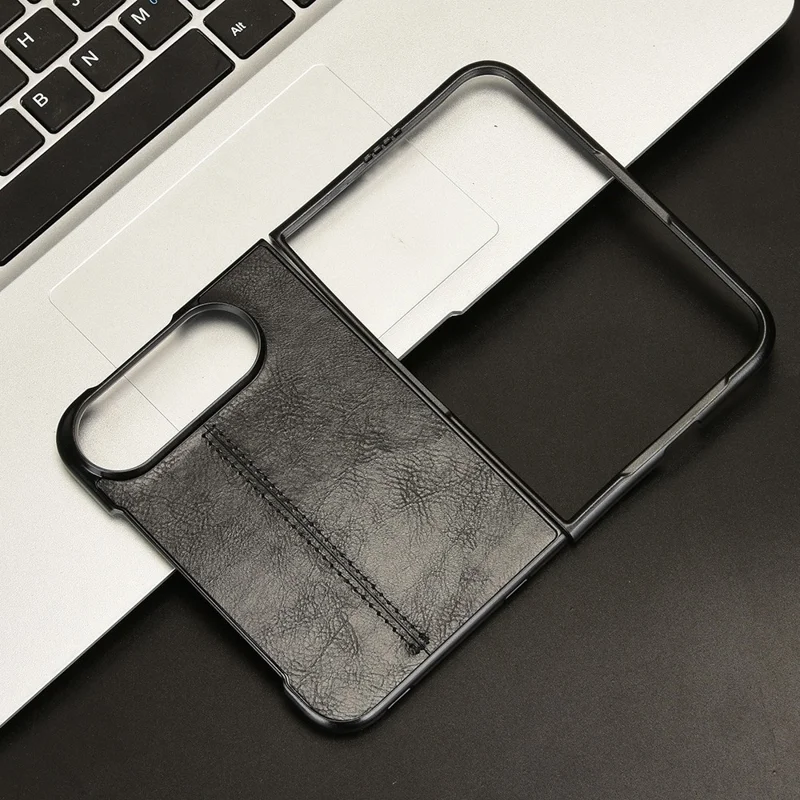 Custodia per iPhone Duo con Linea di Cucitura, Rivestimento in Pelle PU e Materiale PC - Nero