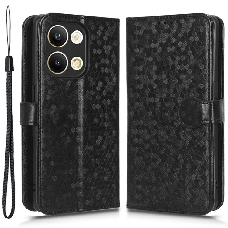 Coperchio Telefonico Exprinted Pattern Dot Per Oppo Reno9 Pro 5G Anti-drop Protective PU Leather Portafoglio Portafoglio Con Cinturino Con Cinturino - Nero