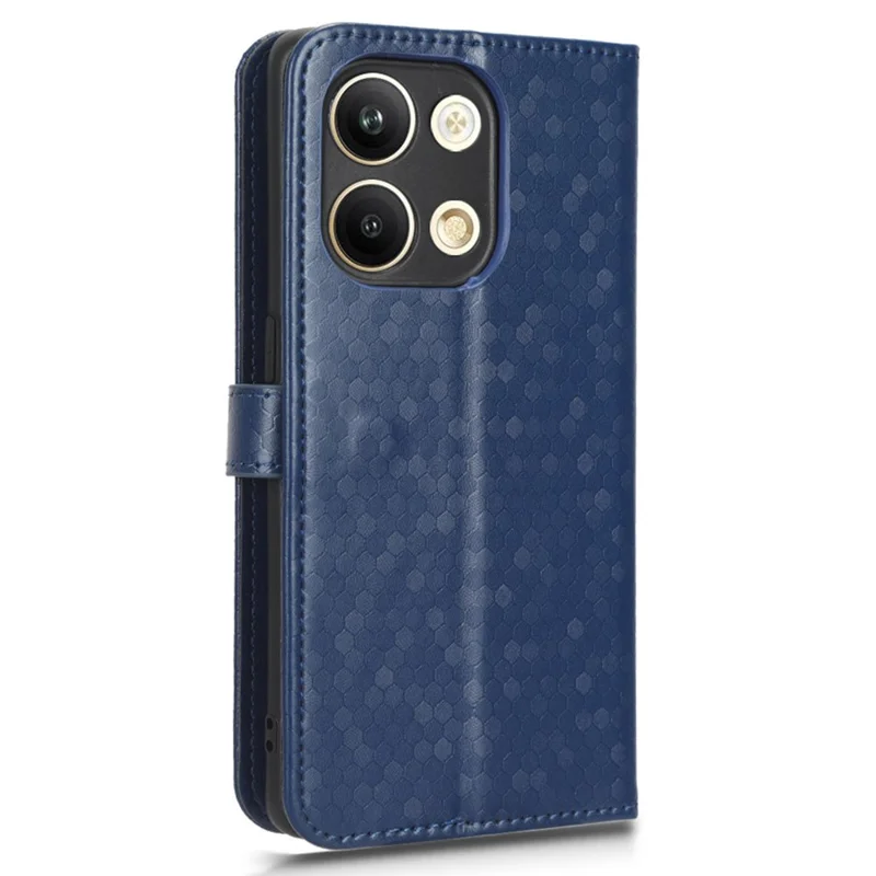 Dot Pattern Imprinted Phone Cover For Oppo Reno9 Pro 5G Anti-drop Protective PU Leather Phone Wallet Case Stand with Strap - Dark Blue