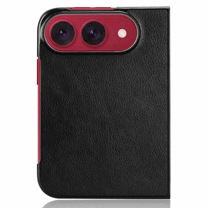 Cover per iPhone Duo in texture effetto litchi in ecopelle + PC - Nero