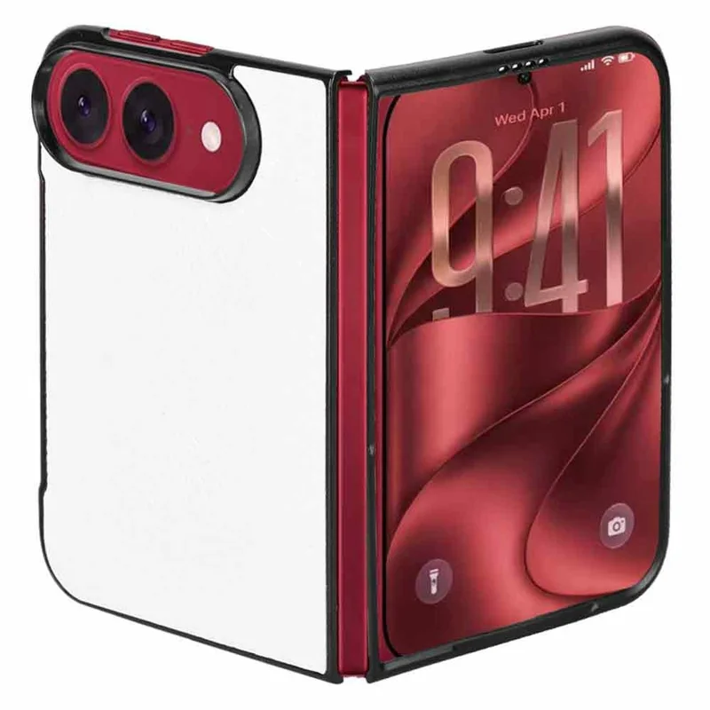 Custodia Duo per iPhone in Pelle con Texture Cocodrillo, Rivestimento in PC Rigido - Bianco