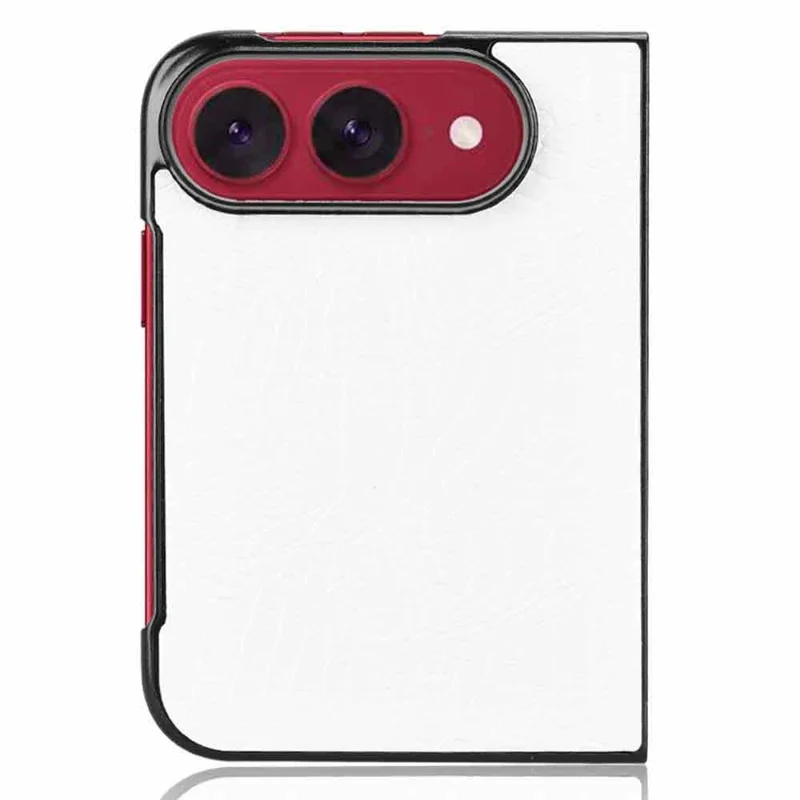 Custodia Duo per iPhone in Pelle con Texture Cocodrillo, Rivestimento in PC Rigido - Bianco