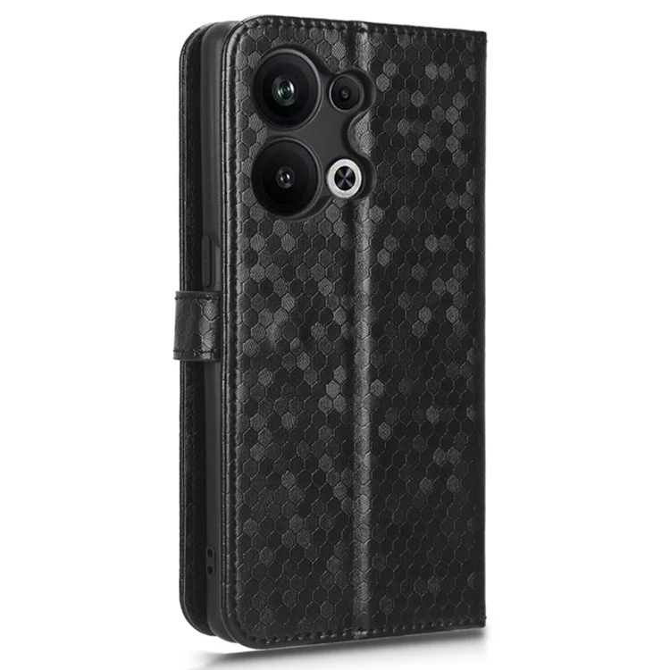 Caixa de Telefone Protetora Para Oppo Reno9 Pro+ 5g Flip em Couro de Couro Pontual - Preto