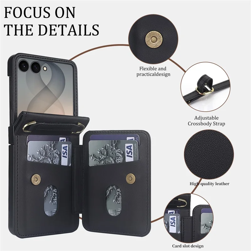 For Samsung Galaxy Z Flip8 Case Kickstand Card Slots PU Leather Phone ...