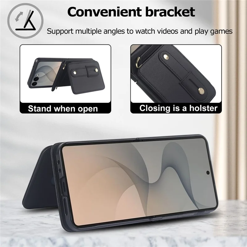 For Samsung Galaxy Z Flip8 Case Kickstand Card Slots PU Leather Phone ...