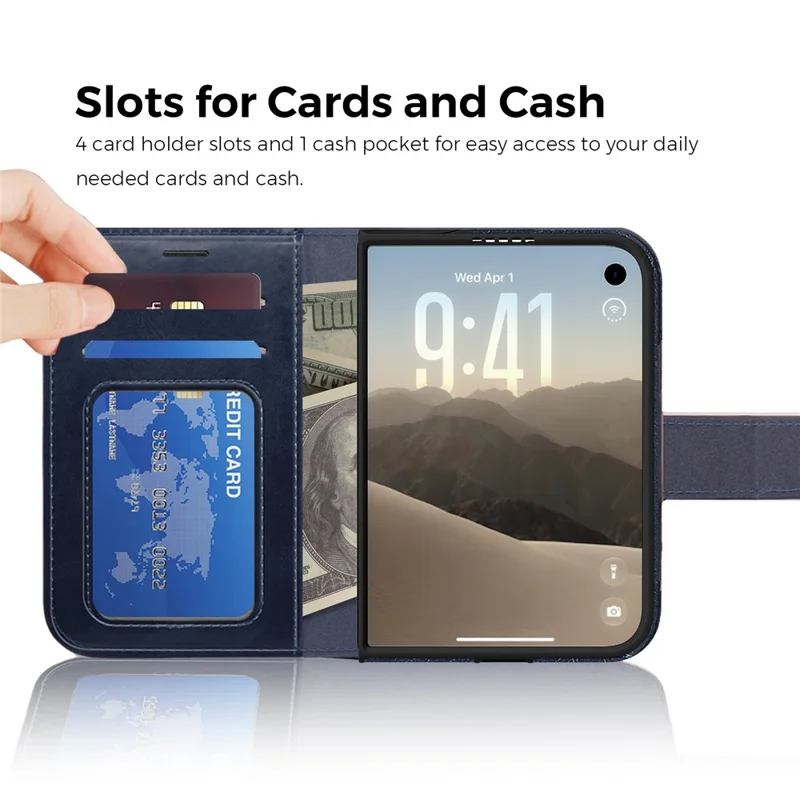 Cover Magnetica in Pelle per iPhone Duo, Portafoglio con Blocco RFID, Custodia Staccabile - Blu Zaffiro