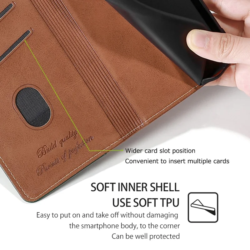 Para Samsung Galaxy A04e 4G Color de Contraste PU Capa de Soporte de Cuero PU Cubierta de Protección de Caída Magnética Dual - Marron Oscuro / Oro