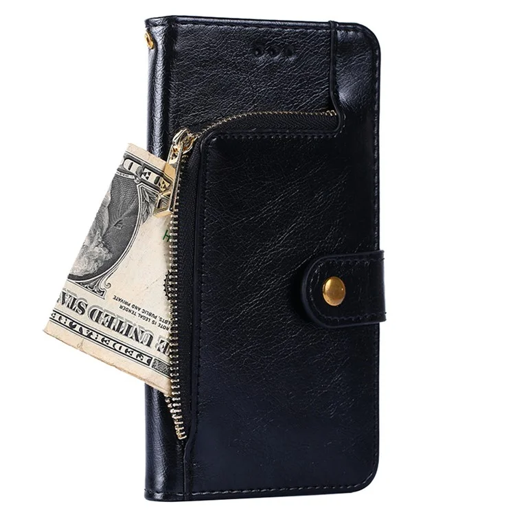 Para Huawei Nova 10 SE 4G Zipper Pocket Stand Caso PU Leather + TPU Carteira Tampa de Proteção Com Cinta Prática - Preto