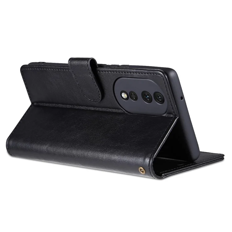 Case de Teléfono de Cuero PU Texturizado AZNS Para Honor 80 5G, Billetera Stand Magnetic Folio Folio Folio Cubierta a Prueba de Amortiguadores - Negro