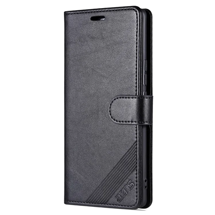 Case de Teléfono de Cuero PU Texturizado AZNS Para Honor 80 5G, Billetera Stand Magnetic Folio Folio Folio Cubierta a Prueba de Amortiguadores - Negro