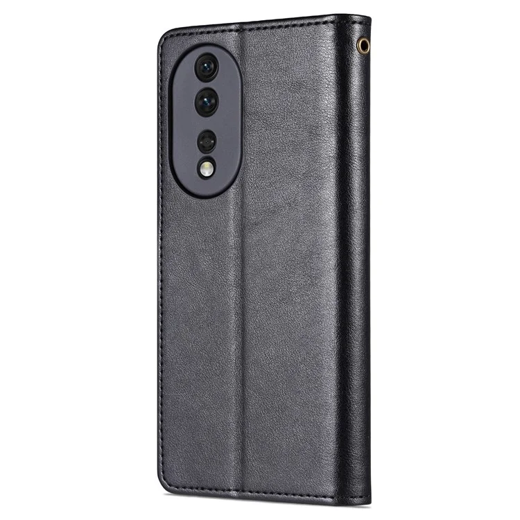 Case de Teléfono de Cuero PU Texturizado AZNS Para Honor 80 5G, Billetera Stand Magnetic Folio Folio Folio Cubierta a Prueba de Amortiguadores - Negro
