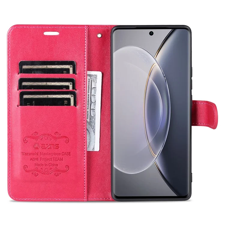 AZNS Texturant PU en Cuir PU Seck Pour Vivo X90 5G, Couverture de Téléphone de Papillement Apport de la Class Magnet - Rouge