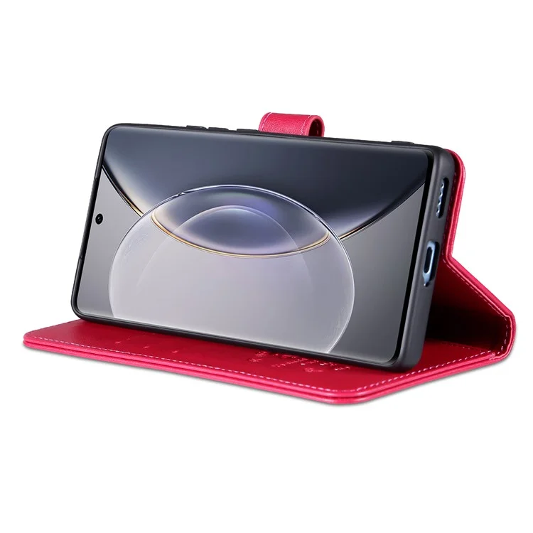 AZNS Texturant PU en Cuir PU Seck Pour Vivo X90 5G, Couverture de Téléphone de Papillement Apport de la Class Magnet - Rouge