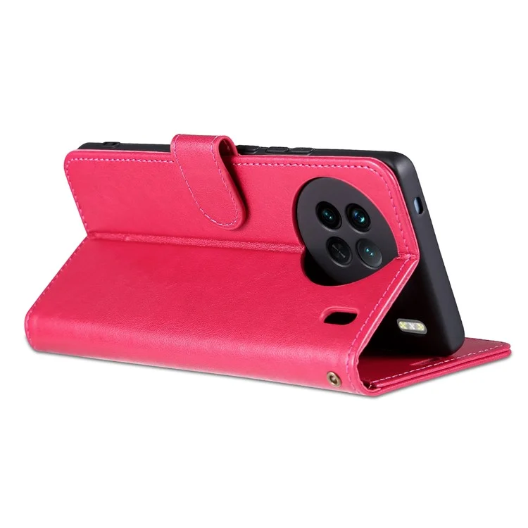 AZNS Texturant PU en Cuir PU Seck Pour Vivo X90 5G, Couverture de Téléphone de Papillement Apport de la Class Magnet - Rouge