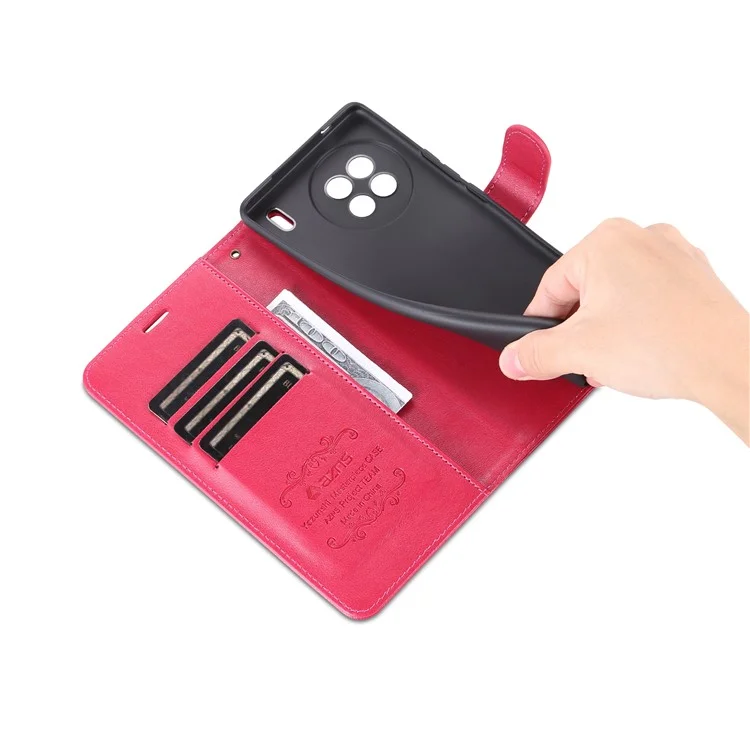 AZNS Texturant PU en Cuir PU Seck Pour Vivo X90 5G, Couverture de Téléphone de Papillement Apport de la Class Magnet - Rouge
