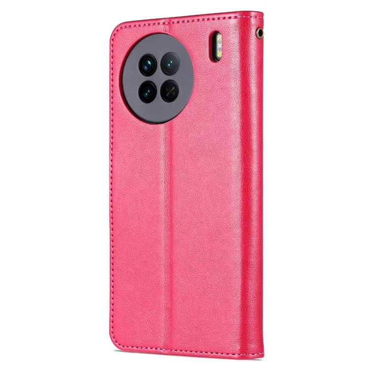 AZNS Texturant PU en Cuir PU Seck Pour Vivo X90 5G, Couverture de Téléphone de Papillement Apport de la Class Magnet - Rouge