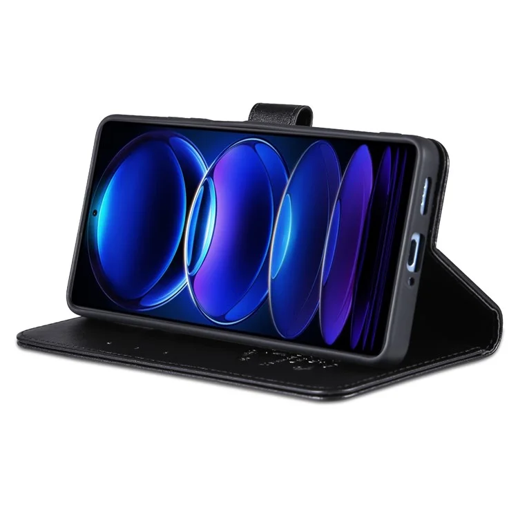 AZNS Para Xiaomi Redmi Note 12 Pro 5G / 12 Pro Speed 5G / Poco X5 Pro 5G Capa de Carteira de Couro PU com Alça - Preto